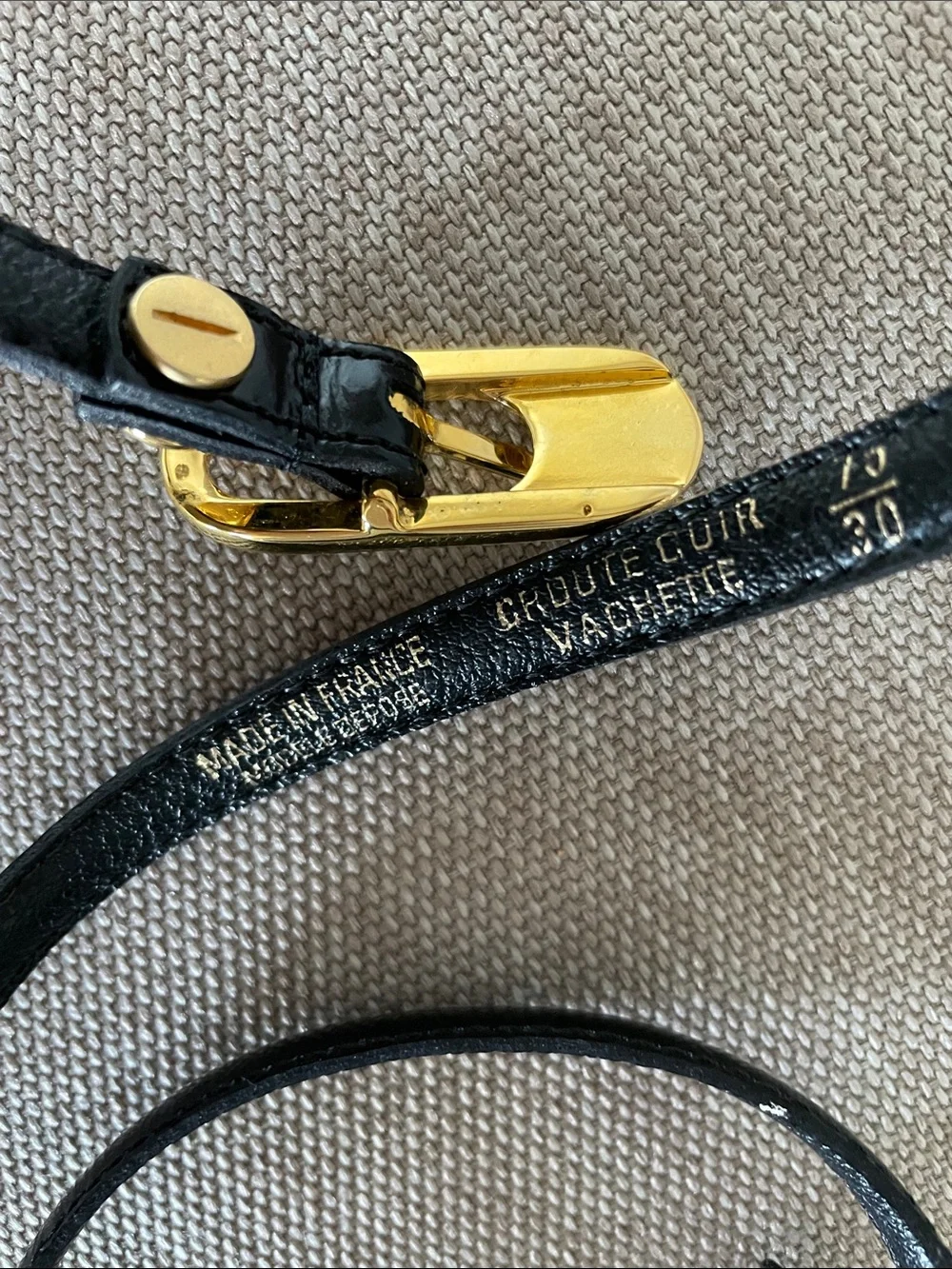 Givenchy Vintage Black Leather Slim Strap with Gold Lettering